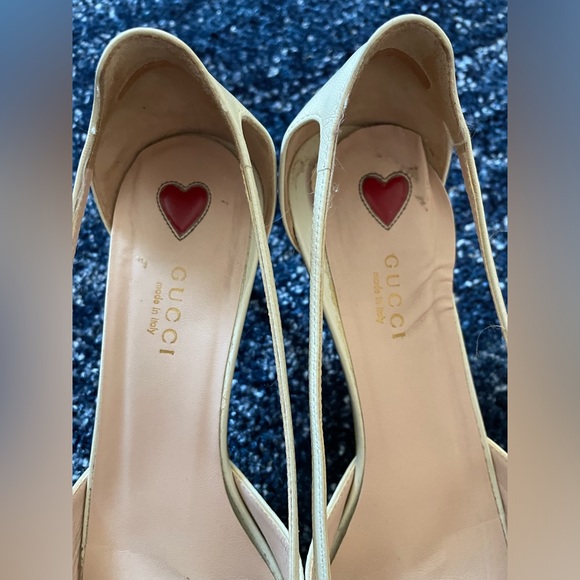 Gucci White GG Crystal Bamboo Unia Heels 8.5